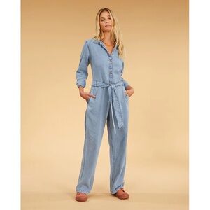 Salty Blonde x Billabong Sunday Uniform Denim Jean Long Sleeve Jumpsuit Size M